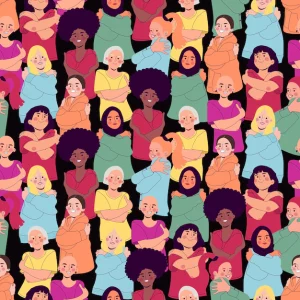 Women of all cultures embracing themselves in honour of International Women's Day 2023